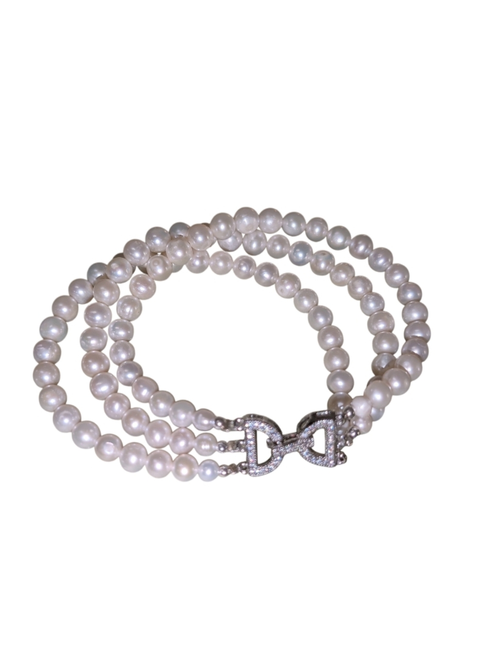 Handmade Freshwater Small Pearls Triple Strand Bracelet With Luxury Clasp 7"